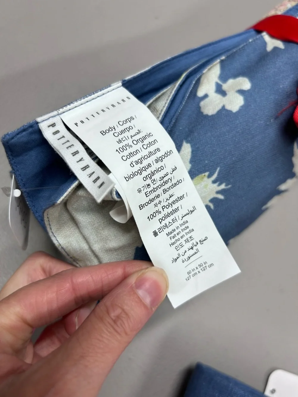 Pottery Barn Bethany Embroidered Organic Cotton Table Throw Cloth 50
